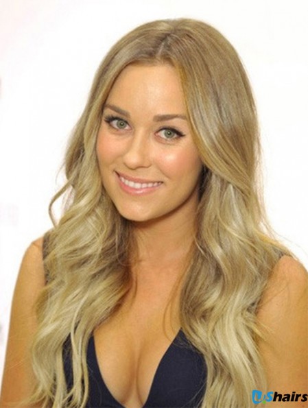 100% Hand Tied Remy Long Wavy Blonde Cheap Monofibre Wigs