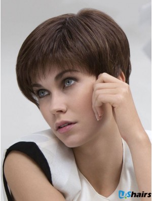 Brown Straight Cropped Boycuts Lace Front Cheap Wigs UK Sale