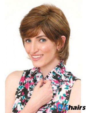 Classic Fabulous Straight Brown Chin Length Human Hair Wigs