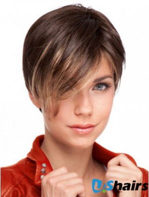 Auburn Cropped Designed Straight Boycuts Lace Wigs