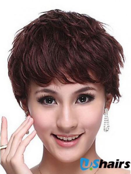 Capless Wavy Boycuts Cropped Trendy Human Hair Wigs