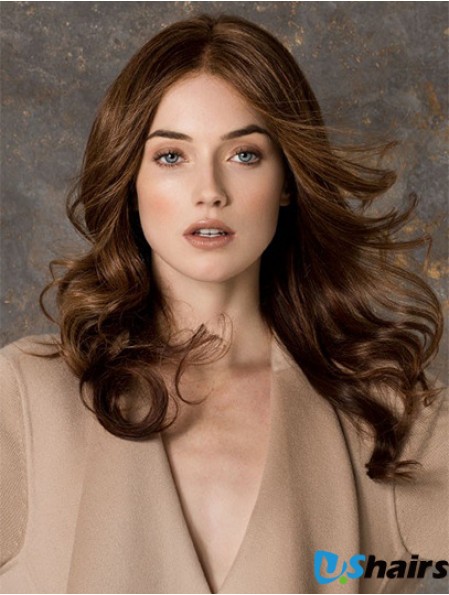 Wavy Without Bangs Monofilament Brown Fashionable Long Wigs