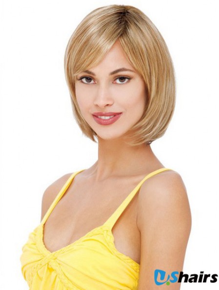 Short To Medium Bob Wigs With Lace Front Blonde Color Straight Style