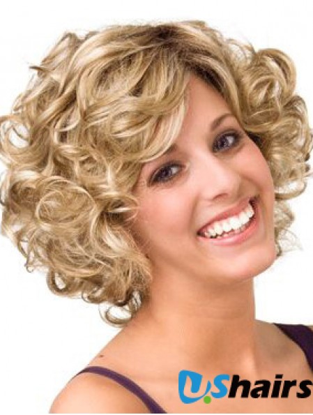 Curly Blonde Layered 10 inch Buy Human Hair Wigs