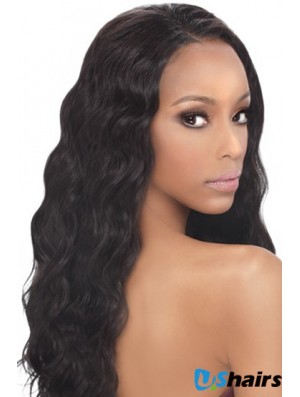 Black Human Hair Wigs Wavy Style Long