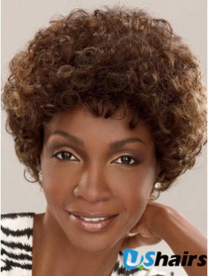 Capless Short Brown Layered Brown Synthetic Afro Kinky Hairstyles