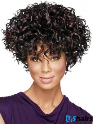 African American Wigs With Capless Synthetic Layered Cut Kinky Style