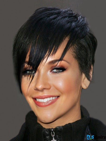 Remy Hair Wigs Black Cropped Length