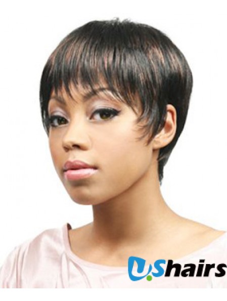 African Hair Wigs Boycuts Cropped Length Straight Style With Capless