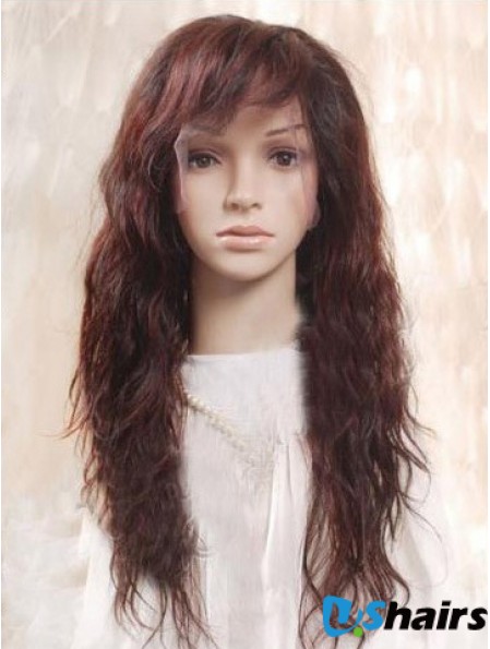 Auburn 100% Hand Tied Layered Wavy Remy Human Long Mono Wigs