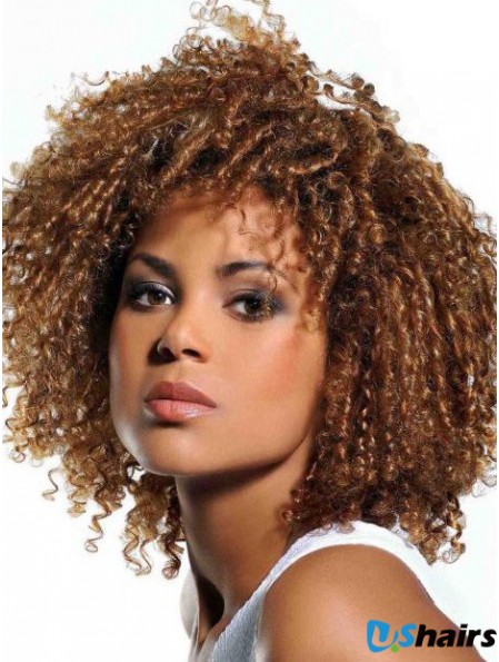 Wigs Human Hair African American Blonde Color With Bangs Kinky Style