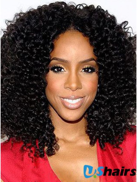 Designed 16 inch Shoulder Length Kinky Wigs For Black Women