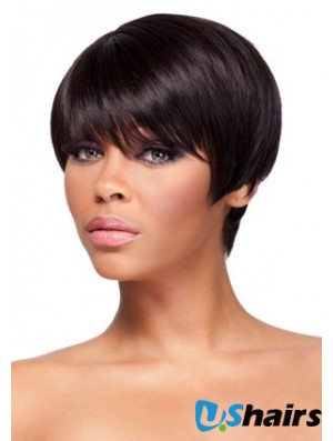 Cropped Auburn Straight Boycuts Gorgeous African American Wigs