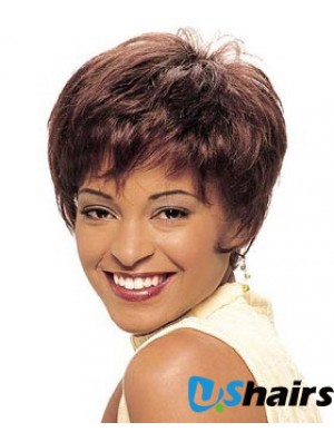 Cropped Auburn Straight Boycuts Beautiful African American Wigs