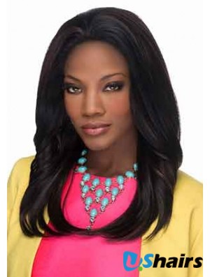 Fashion Black Long Layered Straight Glueless Lace Front Wigs