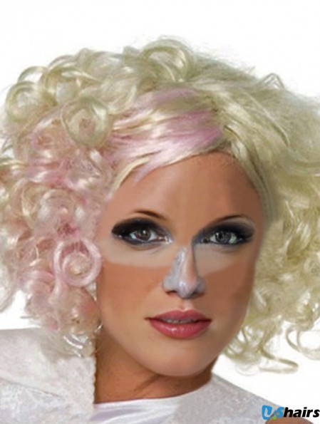 12 inch Discount Chin Length Curly Without Bangs Lady Gaga Wigs