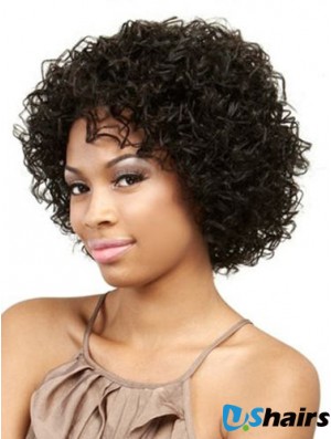 Chin Length Black Kinky Without Bangs Online African American Wigs