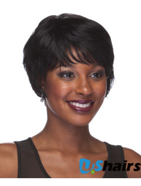 Short Black Straight With Bangs Style African American Wigs