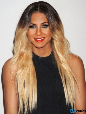 Long Ombre/2 Tone Wavy Without Bangs Modern African American Wigs