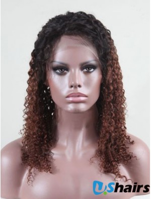 Shoulder Length Curly Without Bangs Full Lace 14 inch Comfortable Black Women Wigs