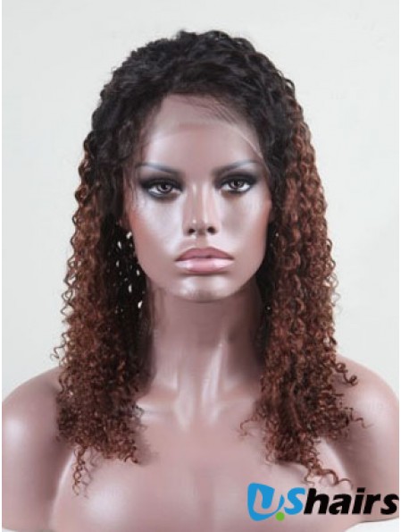 Shoulder Length Curly Without Bangs Full Lace 14 inch Comfortable Black Women Wigs