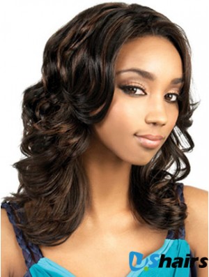 Long Brown Wavy Without Bangs Gorgeous African American Wigs