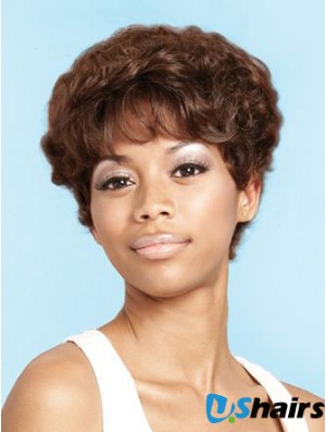 Short Brown Curly Layered Beautiful African American Wigs