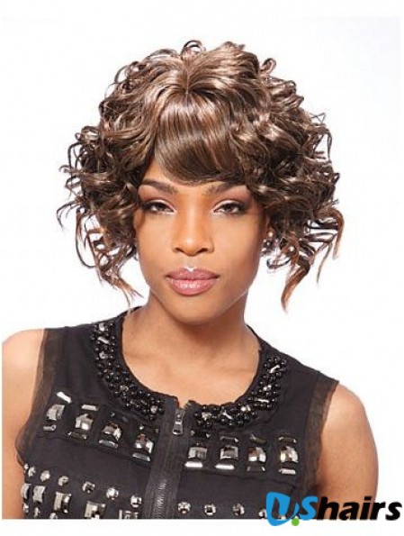 Short Brown Curly Layered Incredible African American Wigs