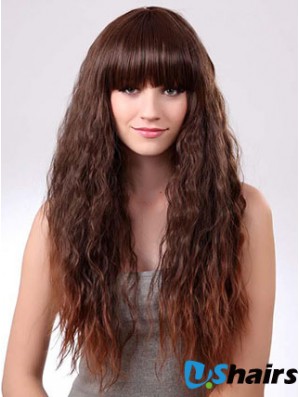 Long Ombre/2 Tone Curly With Bangs Suitable African American Wigs