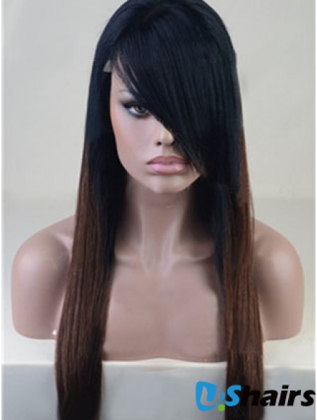 Long Straight With Bangs Full Lace 26 inch Stylish Black Women Wigs