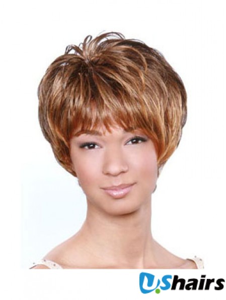 Short Brown Wavy Boycuts Popular African American Wigs