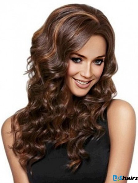 Wavy With Bangs Lace Front Best 26 inch Auburn Long Wigs