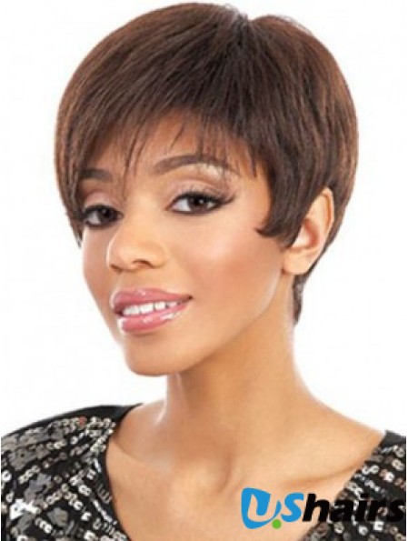 Short Auburn Straight Layered Cheapest African American Wigs