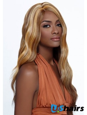 Long Blonde Wavy Layered Ideal African American Wigs