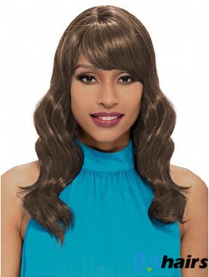 Shoulder Length Brown Wavy With Bangs New African American Wigs