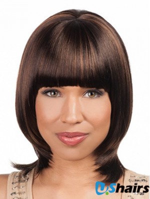 Sleek Chin Length Yaki 16 inch Synthetic Glueless Lace Front Wigs