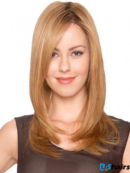 Synthetic Sassy Long Blonde Straight Monofilament Wigs