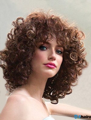 Ladies Synthetic Wigs Shoulder Length Curly Style Layered Cut