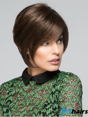 Brown Chin Length Straight With Bangs 10 inch Discount Medium Wigs