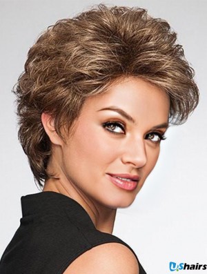 Layered Brown Wavy 4 inch Short Synthetic Wigs