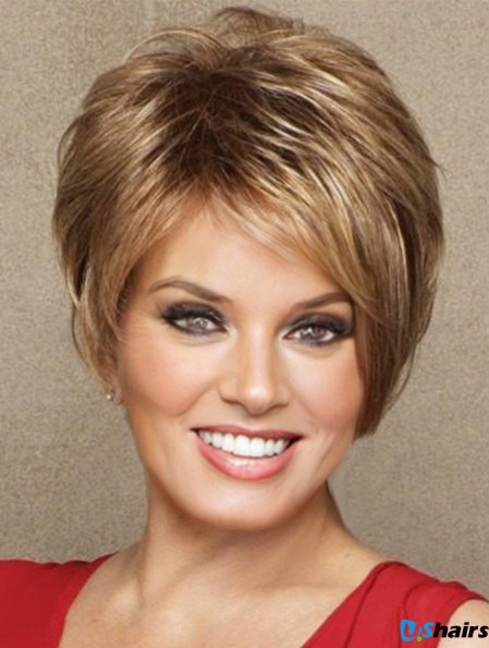 Boycuts Brown Straight 3 inch Cropped Synthetic Wigs