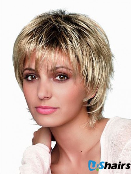 8 inch Short Designed Blonde Straight Bob Wigs