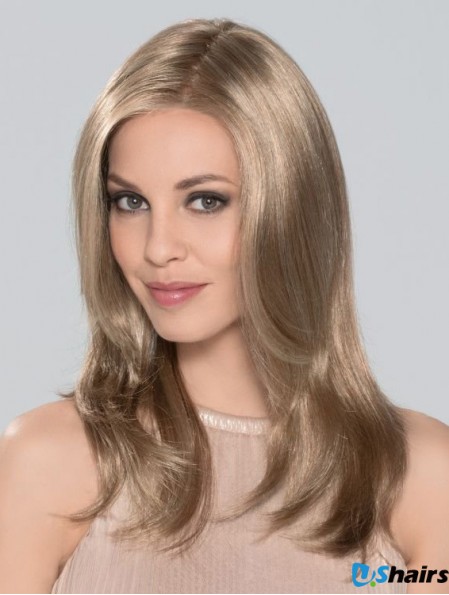 Without Bangs Monofilament 16 inch Straight Blonde Long Wigs