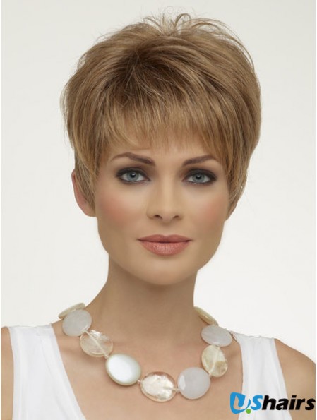 Natural Synthetic Wigs Boycuts Cropped Length Blonde Color