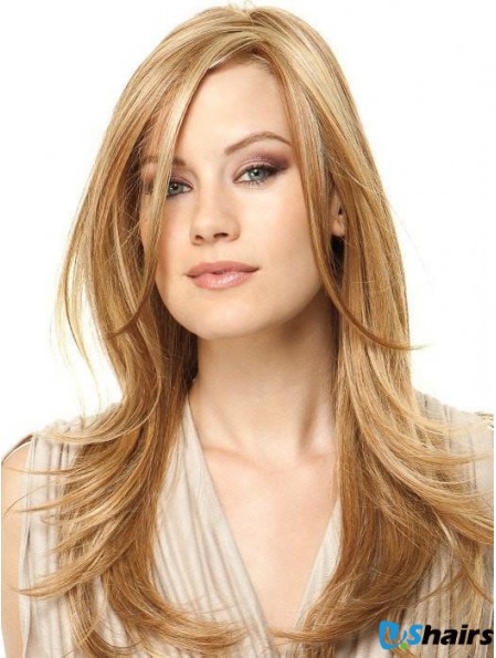 Monofilament Blonde 18 inch Long Layered Synthetic Wigs