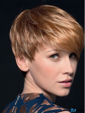 Blonde 4 inch Boycuts Cropped Top Monofilament Wigs