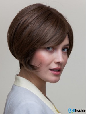 8 inch Short Brown Straight Natural Bob Wigs