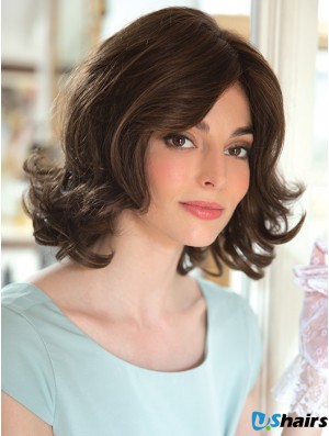 New 12 inch Brown Shoulder Length Layered Wavy Lace Wigs