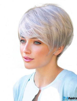 Monofilament Short Straight Boycuts Synthetic Realistic Wigs