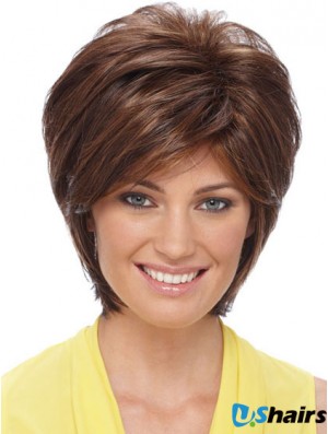 Sleek Synthetic Wigs Auburn Color Short Length Layered Style